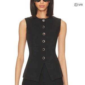Revolve Sleeveless Black Button-Front Shell Top